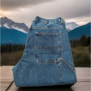 BLUE MOUNTAIN MEN'S RELAXED FIT CARPENTER BLUE JEANS IN SIZE 36x34  EUC